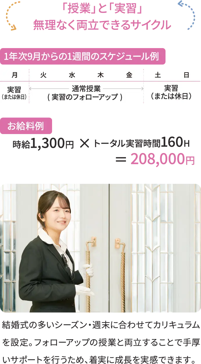 「授業」と「実習」無理なく両立できるサイクル